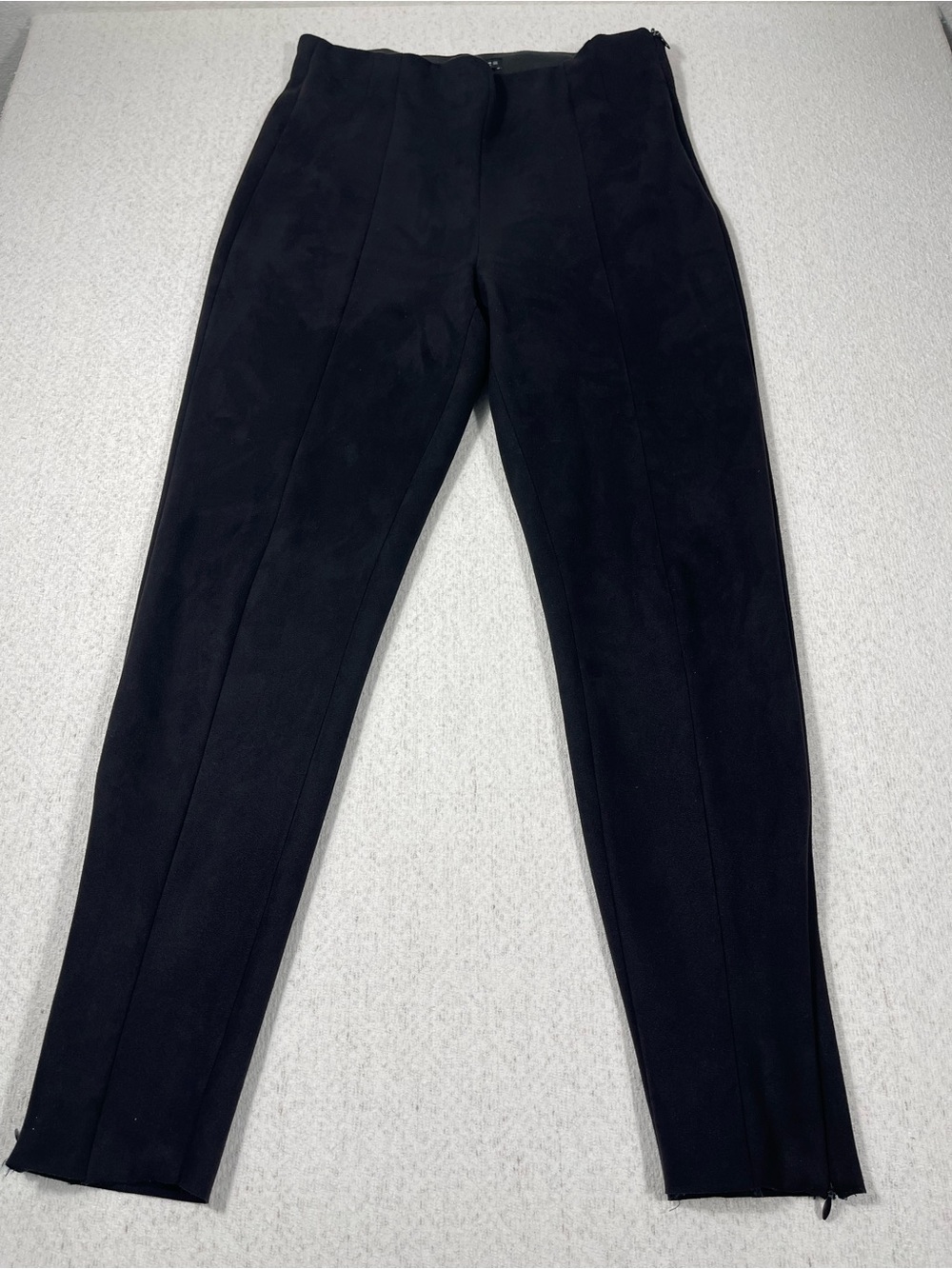 Zara Faux Suede High Waisted Black Leggings Elastic Stretch Medium, SKU#0405